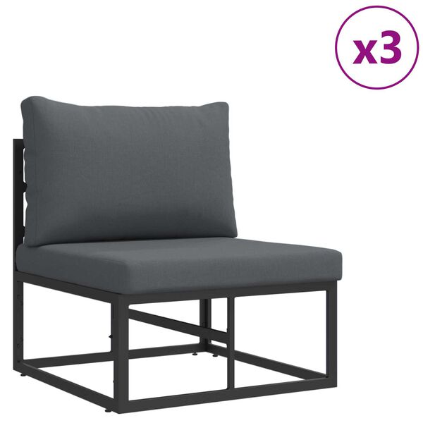 vidaXL Σετ Καναπέ Κήπου 5 pcs Μαύρο 213 x 71.5 x 71 εκ. Αλουμίνιο