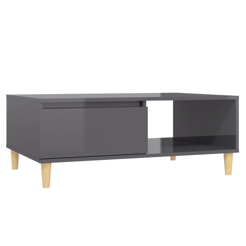 vidaXL Τραπεζάκι Σαλονιού Γυαλιστερό Γκρι 90 x 60 x 35 εκ. Επεξ. Ξύλο