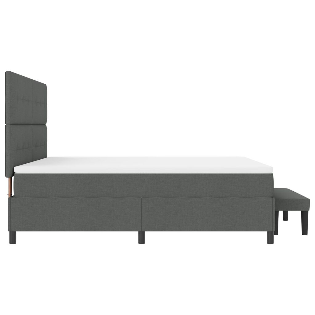 vidaXL Box Spring Κρεβάτι με Στρώμα & Πάγκο Σκούρο Γκρι 180x200 εκ. Ύφασμα