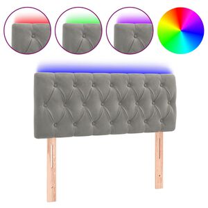vidaXL Κεφαλάρι Κρεβατιού LED Ανοιχτό Γκρι 100x7x78/88 εκ. Βελούδινο