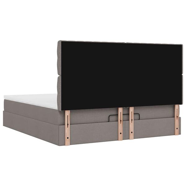 vidaXL Οθωμανικό κρεβάτι με στρώμα & LEDs Taupe 160x200cm ύφασμα