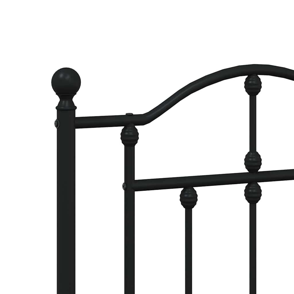 vidaXL Πλαίσιο Κρεβατιού με Κεφαλάρι&Ποδαρικό Μαύρο 183x213εκ. Μέταλλο