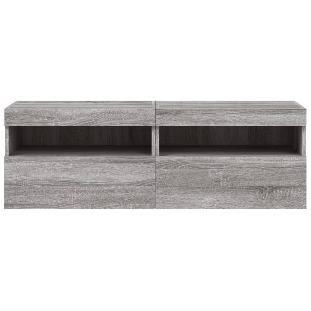 vidaXL Έπιπλα Τοίχου Τηλ. με LED 2 Τεμ. Γκρι Sonoma 60x30x40 εκ.