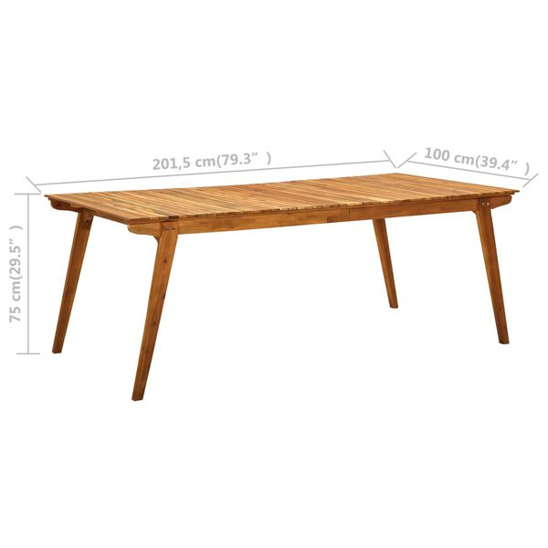 vidaXL Τραπέζι Κήπου 201,5 x 100 x 75 εκ. από Μασίφ Ξύλο Ακακίας