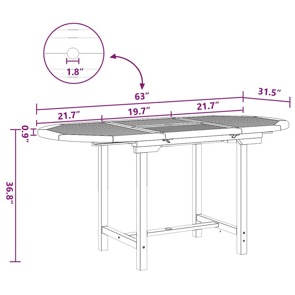 vidaXL Σέτ φαγητού για κήπο 5 pcs Καφέ 160 x 80 x 75 cm