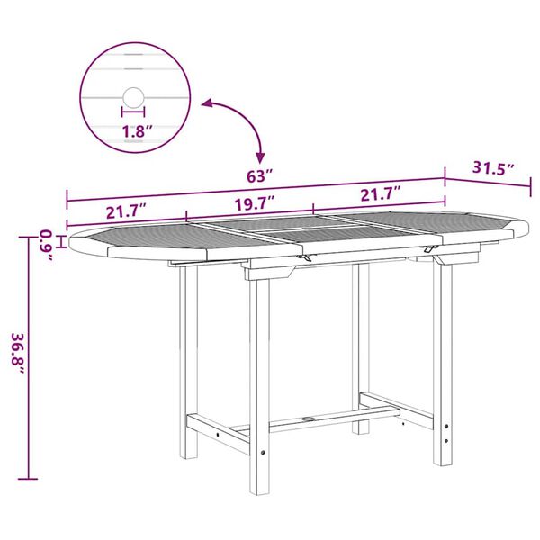 vidaXL Σέτ φαγητού για κήπο 5 pcs Καφέ 160 x 80 x 75 cm