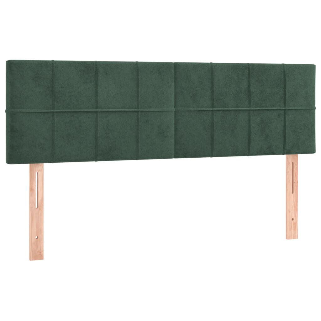 vidaXL Κρεβάτι Boxspring με Στρώμα & LED Σκ. Πράσινο 140x200εκ Βελούδο