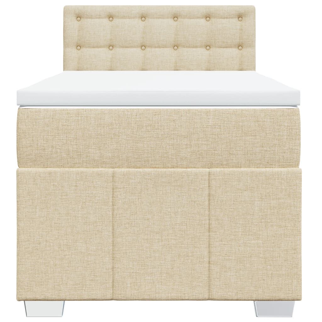 vidaXL Κρεβάτι Boxspring με Στρώμα Κρεμ 90x190 εκ.Υφασμάτινο