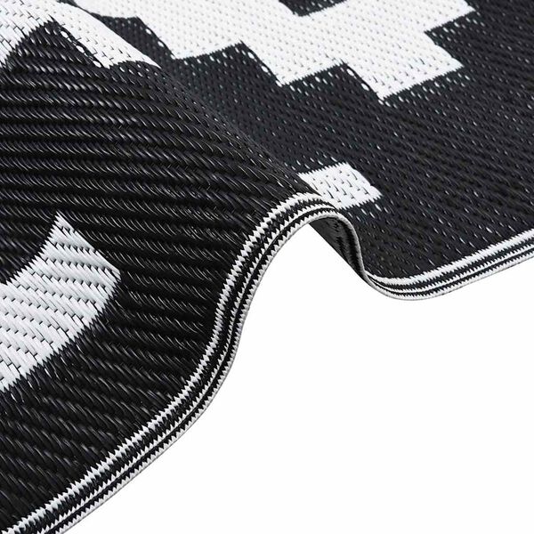 vidaXL Χαλί εξωτερικού χώρου ARAKIL Λευκό και μαύρο 190x290 cm PP