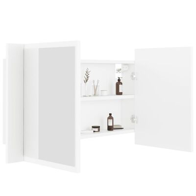 vidaXL Καθρέφτης Μπάνιου με Ντουλάπι LED Λευκός 80x12x45 εκ. Ακρυλικός