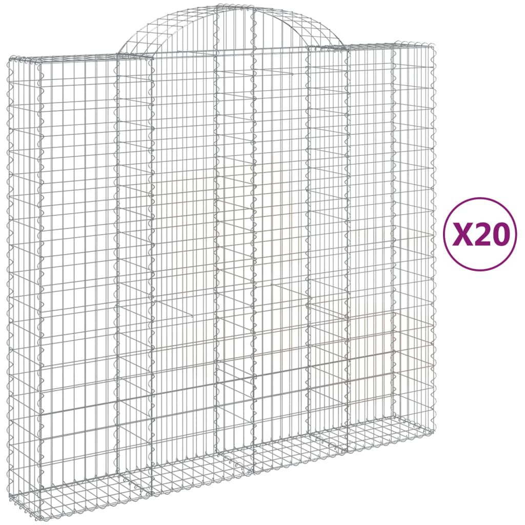 vidaXL Συρματοκιβώτια Τοξωτά 20 τεμ. 200x50x180/200 εκ. Γαλβαν. Ατσάλι