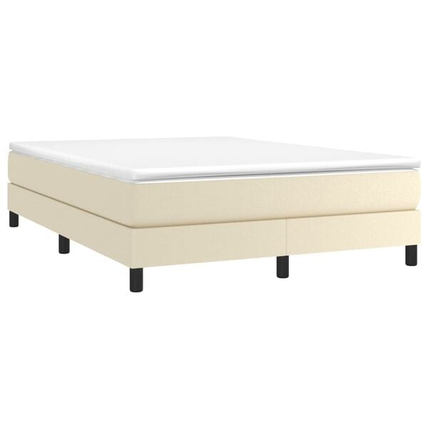 vidaXL Κρεβάτι Boxspring με Στρώμα Κρεμ 140x200εκ. από Συνθετικό Δέρμα