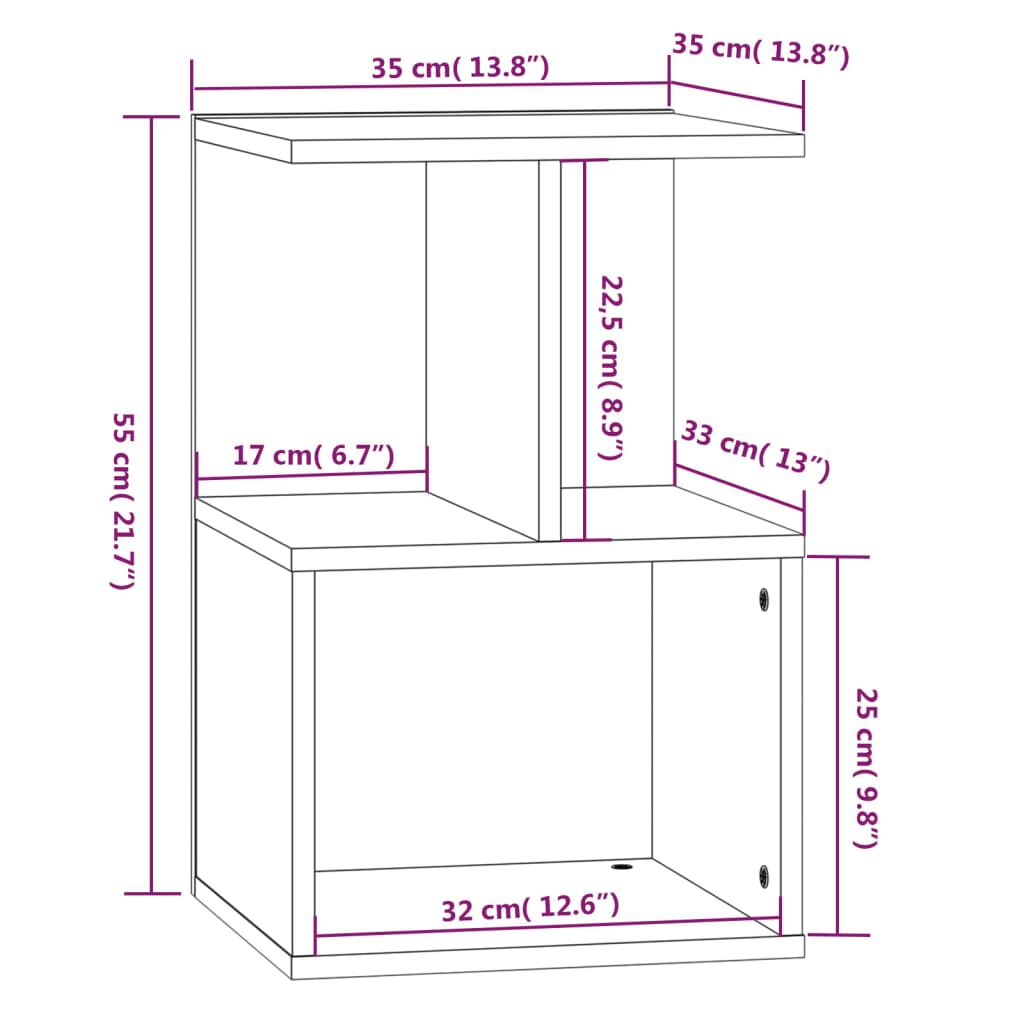 vidaXL Κομοδίνα 2 Τεμ. Καφέ Δρυς 35x35x55 εκ. από Επεξεργασμένο Ξύλο