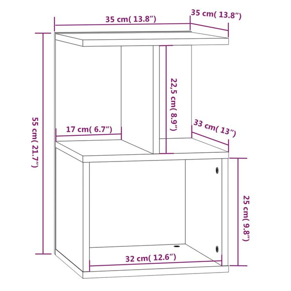 vidaXL Κομοδίνα 2 Τεμ. Καφέ Δρυς 35x35x55 εκ. από Επεξεργασμένο Ξύλο