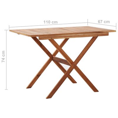 vidaXL Τραπέζι Κήπου 110 x 67 x 74 εκ. από Μασίφ Ξύλο Ακακίας