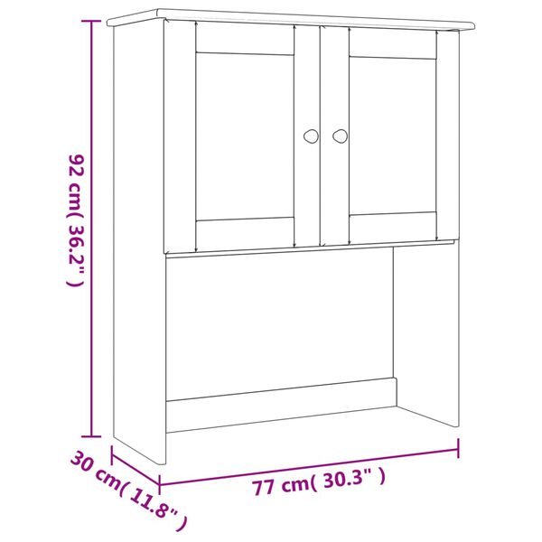vidaXL Πάνω Ντουλάπι-Βιτρίνα ALTA 77x30x92 εκ. από Μασίφ Ξύλο Πεύκου