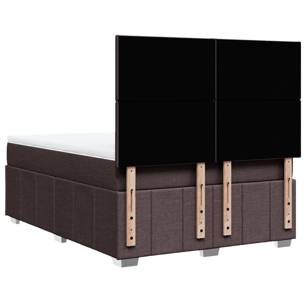 vidaXL Κρεβάτι Boxspring με Στρώμα Σκούρο Καφέ 140x190 εκ. Υφασμάτινο