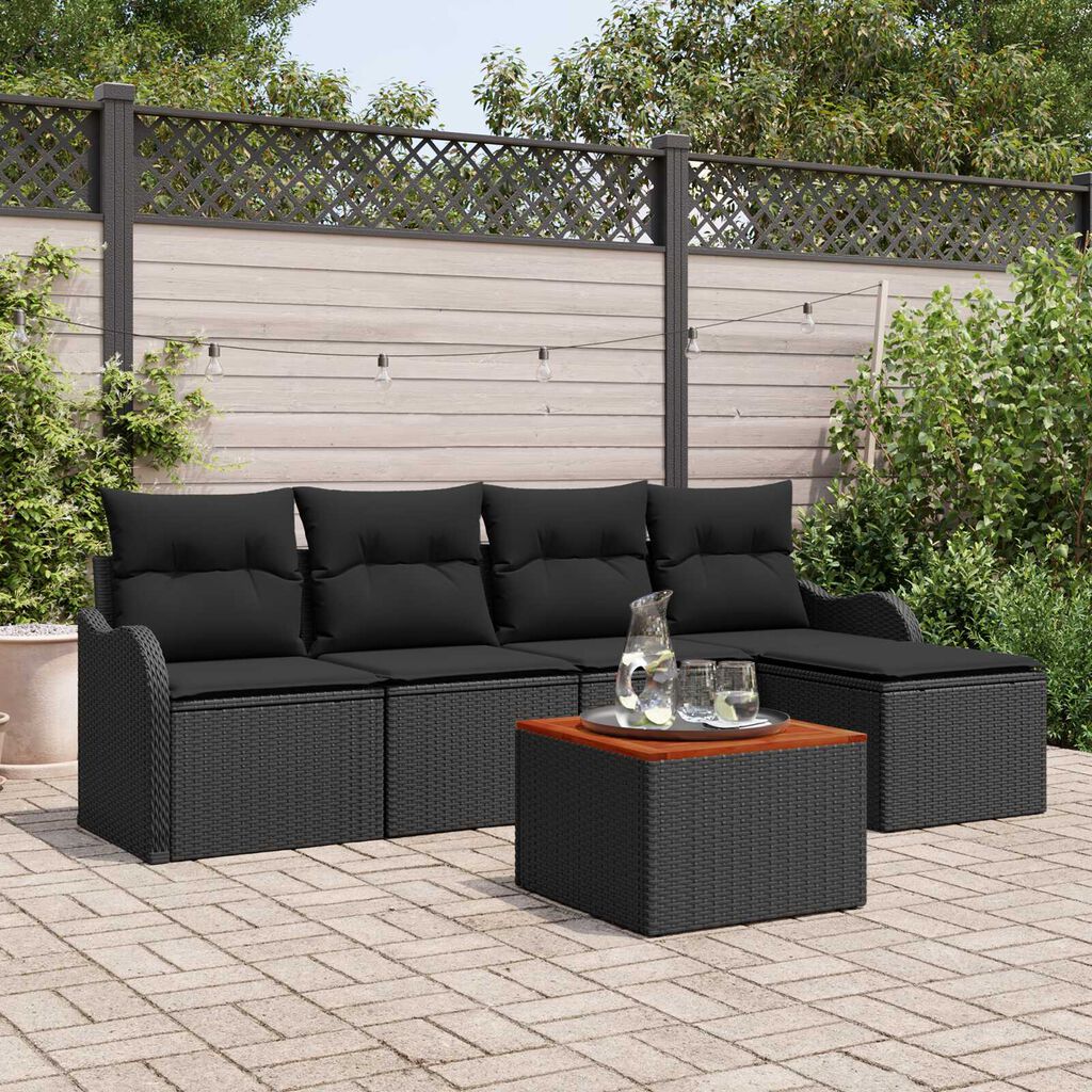 vidaXL Σετ Καναπέ Κήπου 6 pcs Μαύρο