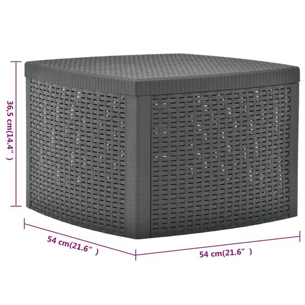 vidaXL Βοηθητικό Τραπέζι Ανθρακί 54 x 54 x 36,5 εκ. Πλαστικό