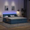 vidaXL Οθωμανικό κρεβάτι με στρώματα & LEDs Σκούρο μπλε Βελούδο