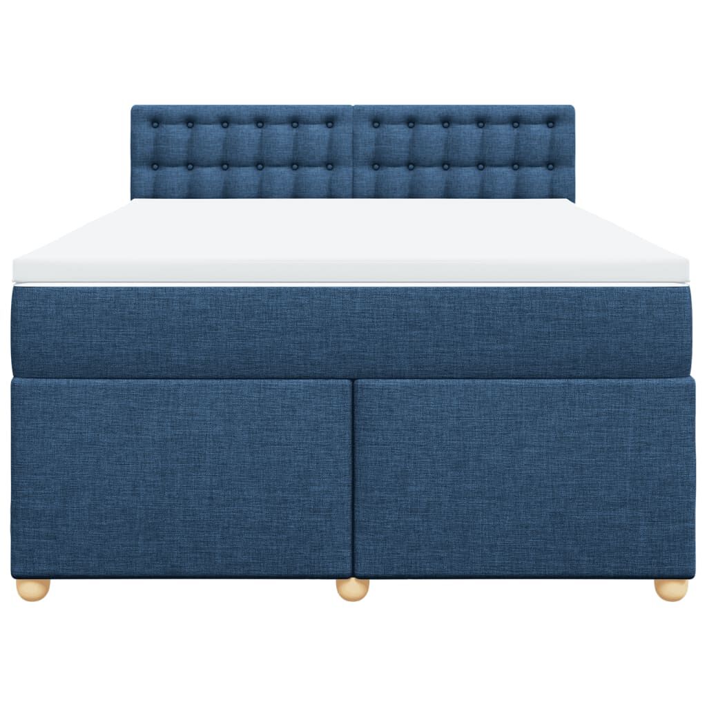 vidaXL Κρεβάτι Boxspring με Στρώμα Μπλε 160x200 εκ. Υφασμάτινο