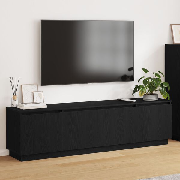 vidaXL Βιτρίνα τηλεόρασης με LED Μαύρη δρυς 180 x 38 x 49 εκ