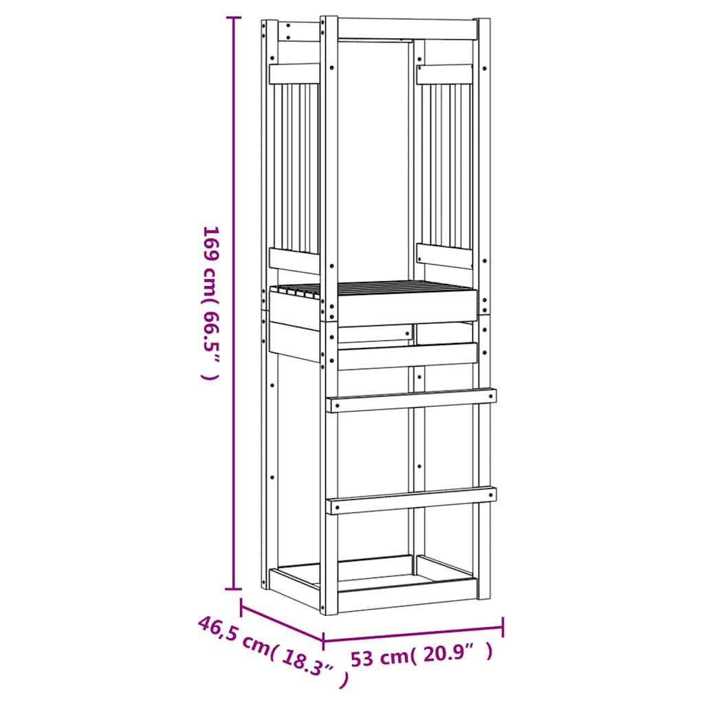 vidaXL Πύργος Παιχνιδιού 53 x 46,5 x 169 εκ. Μασίφ Ξύλο Ψευδοτσούγκας