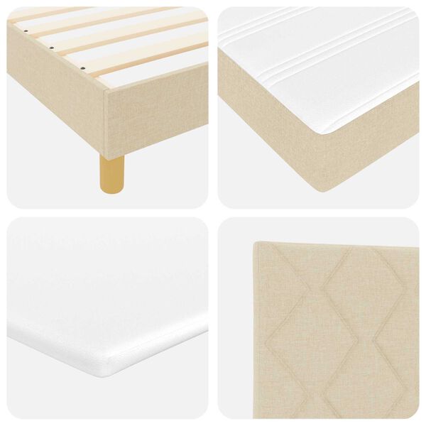 vidaXL Κρεβάτι με ελατήρια με στρώμα Κρεμ 100 x 200 cm ύφασμα