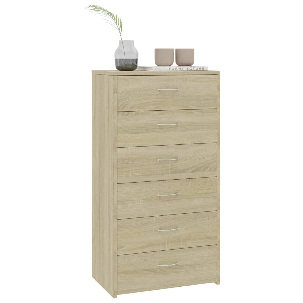 vidaXL Συρταριέρα με 6 Συρτάρια Sonoma Δρυς 50x34x96 εκ. Επεξ. Ξύλο