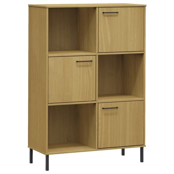 vidaXL Βιβλιοθήκη OSLO Καφέ 90x35x128,5 εκ. Μασίφ Ξύλο με Μετ. Πόδια