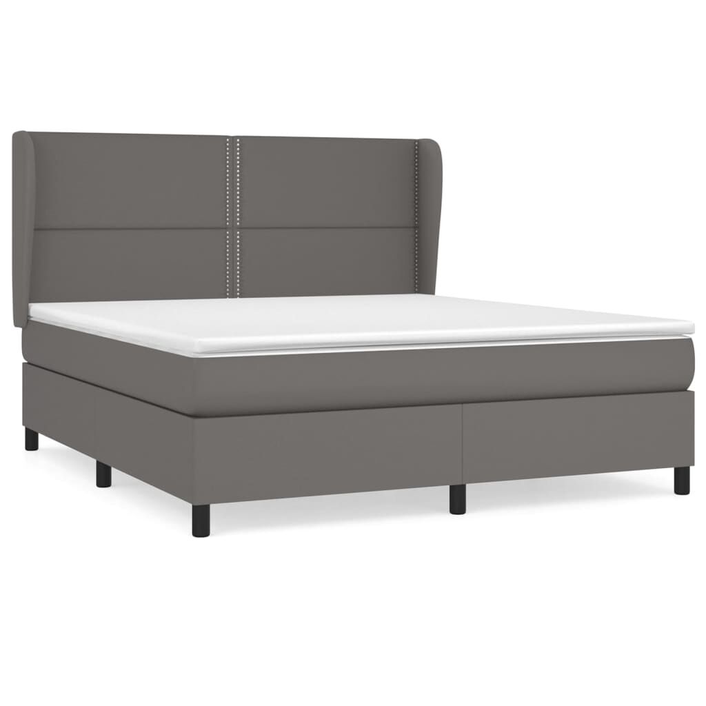 vidaXL Κρεβάτι Boxspring με Στρώμα Γκρι 180x200 εκ. Συνθετικό Δέρμα