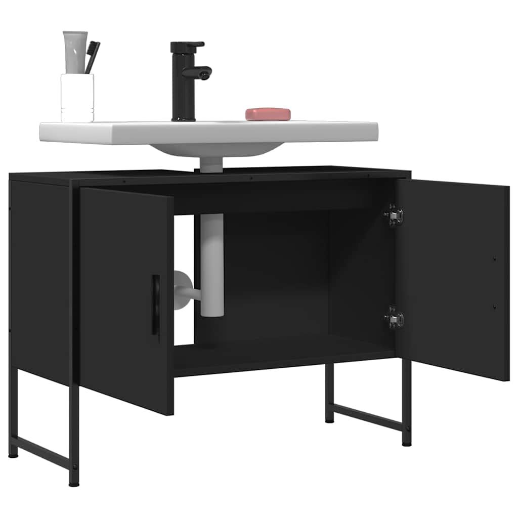 vidaXL Ντουλάπι Μπάνιου Νιπτήρα Μαύρο 80 x 33 x 60 εκ. Επεξ. Ξύλο