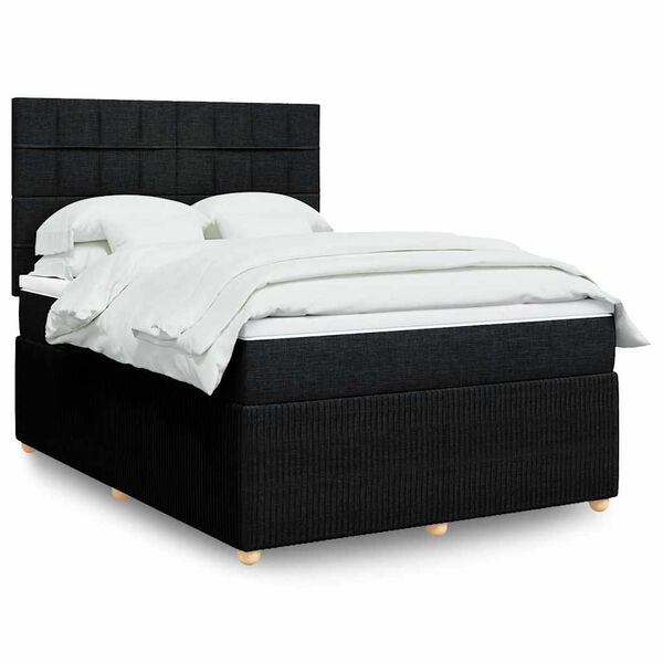 vidaXL &Kappa;&rho;&epsilon;&beta;ά&tau;&iota; Boxspring &mu;&epsilon; &Sigma;&tau;&rho;ώ&mu;&alpha; &Mu;&alpha;ύ&rho;&omicron; 140x200 &epsilon;&kappa;. &Upsilon;&phi;&alpha;&sigma;&mu;ά&tau;&iota;&nu;&omicron;