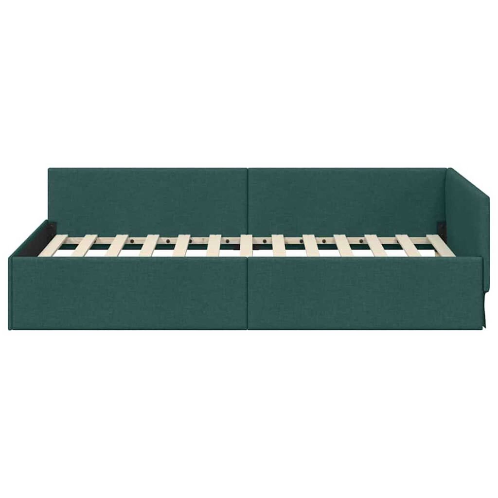 vidaXL Κρεβάτι Γωνίας Σκούρο πράσινο 80 x 200 cm Ύφασμα και Έργο ξύλου