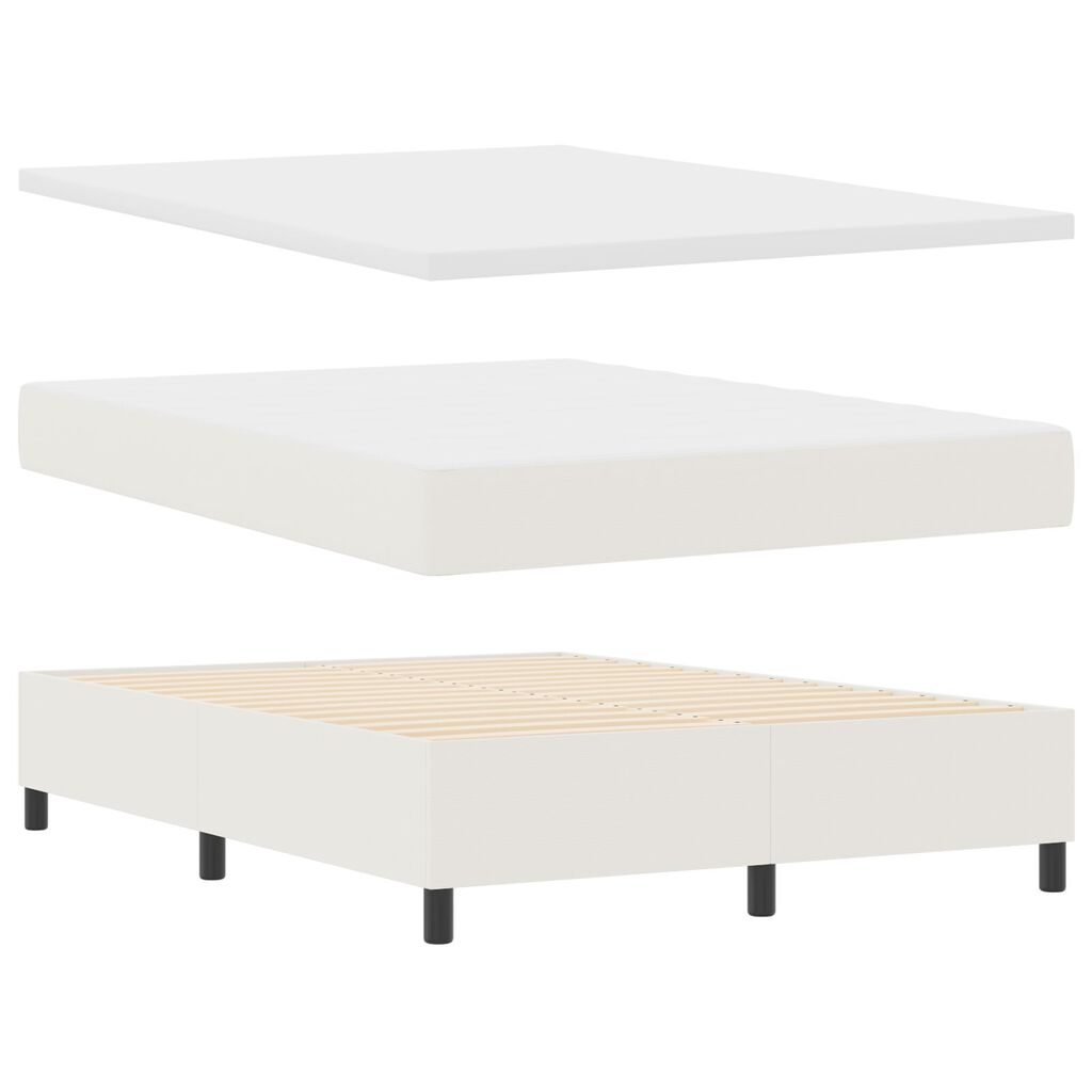vidaXL Κρεβάτι Box Spring με Στρώμα & LED Κρέμα 160x200 εκ. Ύφασμα κορδούρας