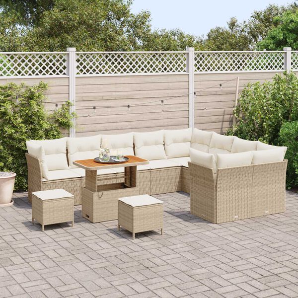 vidaXL Σετ Καναπέ Κήπου 12 pcs Μπεζ συνθετικό ρατάν