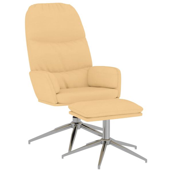 vidaXL Πολυθρόνα Relax με Υποπόδιο Κρεμ Λευκό από Συνθετικό Καστόρι