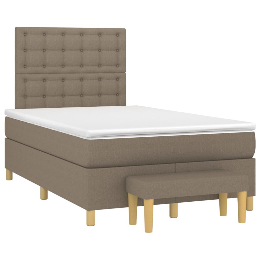 vidaXL Κρεβάτι Boxspring με Στρώμα Taupe 120x200 εκ. Υφασμάτινο