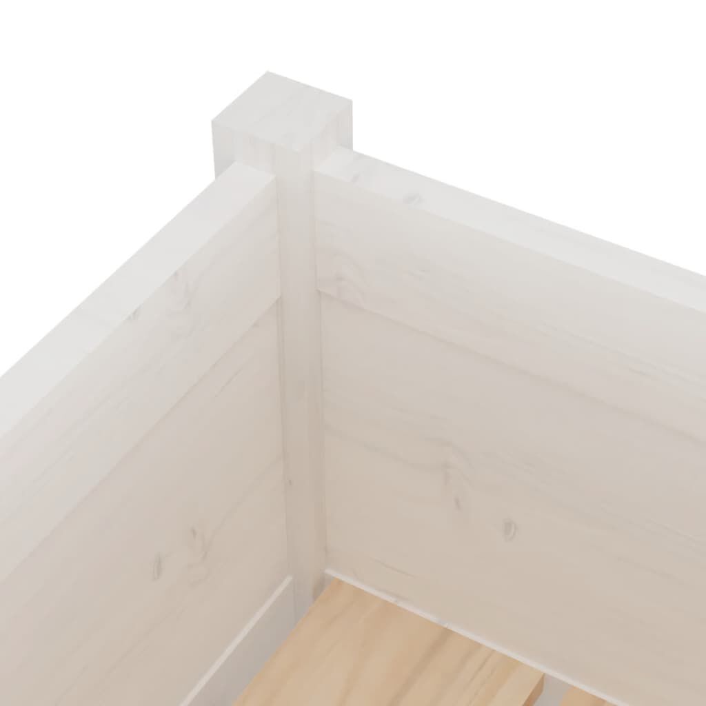 vidaXL Ζαρντινιέρα Λευκή 31 x 31 x 70 εκ. από Μασίφ Ξύλο Πεύκου