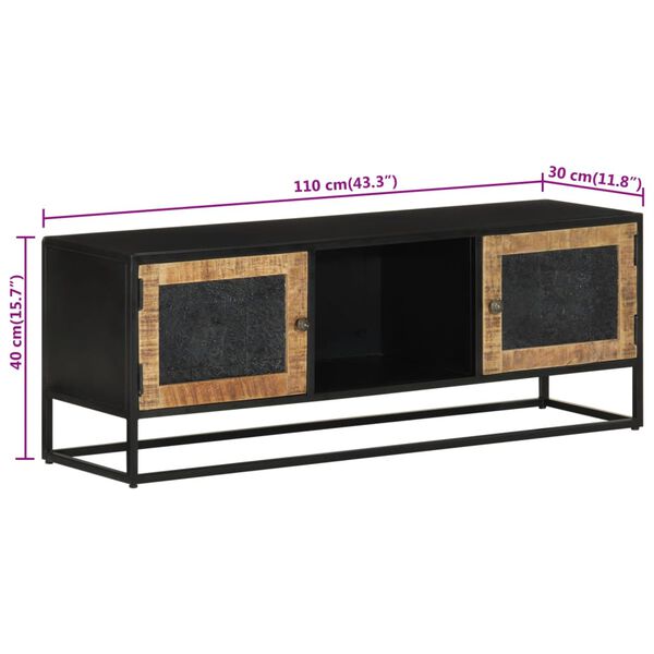 vidaXL Έπιπλο Τηλεόρασης 110 x 30 x 40 εκ. Μασίφ Ξύλο Μάνγκο & Σίδηρος