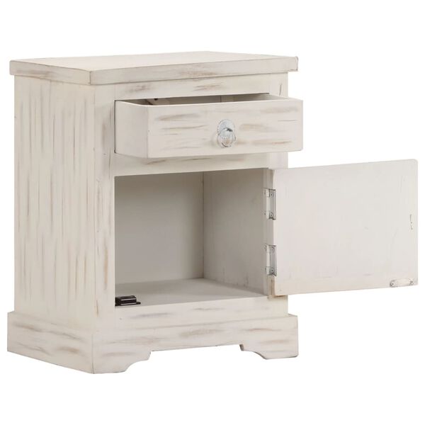 vidaXL Κομοδίνο Λευκό 40x30x50 εκ. από Μασίφ Ξύλο Μάνγκο