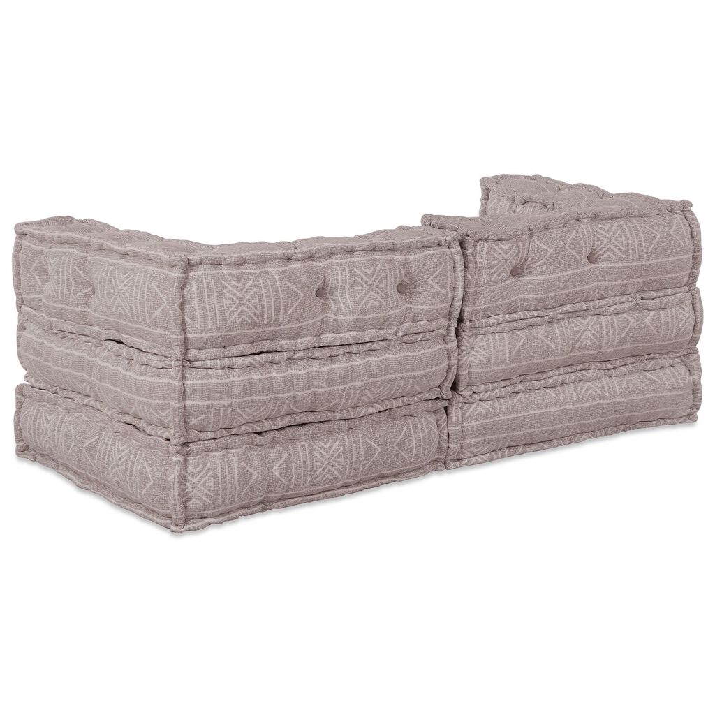 vidaXL Καναπές Modular 2-θέσιος Pouffe Μετατρέψιμος από Ελαφρύ Καφέ Ύφασμα