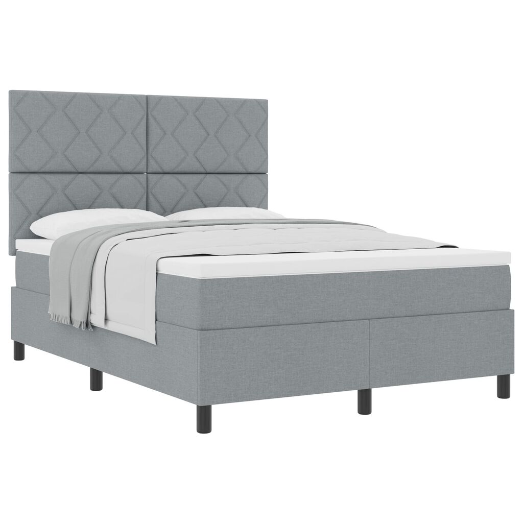 vidaXL Κρεβάτι Box Spring με Στρώμα Φως Γκρι 160x200 εκ. Ύφασμα