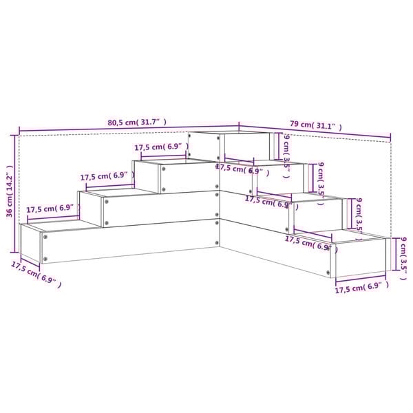 vidaXL Ζαρντινέρα Κήπου 4 Επιπέδων 80,5x79x36 εκ. Μασίφ Ξύλο Πεύκου