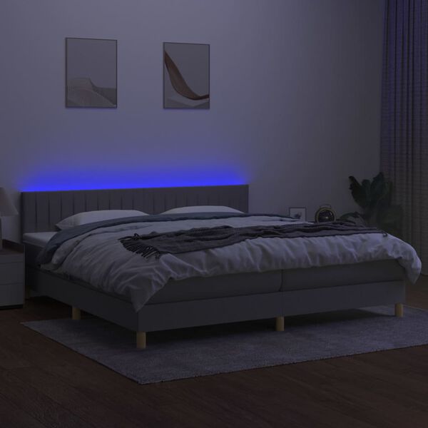 vidaXL &Kappa;&rho;&epsilon;&beta;ά&tau;&iota; Boxspring &mu;&epsilon; &Sigma;&tau;&rho;ώ&mu;&alpha; & LED &Alpha;&nu;.&Gamma;&kappa;&rho;&iota; 200x200&epsilon;&kappa;. &Upsilon;&phi;&alpha;&sigma;&mu;ά&tau;&iota;&nu;&omicron;