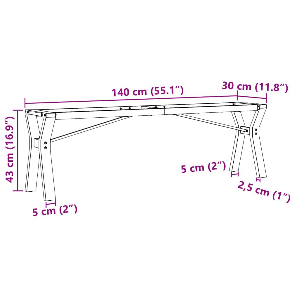 vidaXL Πόδια Τραπεζιού Σαλονιού σε Σχήμα «Y» 140x30x43 εκ. Ατσάλι