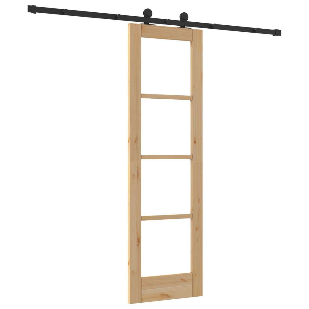 vidaXL Συρόμενη Πόρτα Καφέ 61 x 198.5 εκ. Ξύλο και μέταλλο