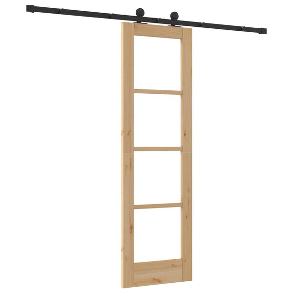vidaXL Συρόμενη Πόρτα Καφέ 61 x 198.5 εκ. Ξύλο και μέταλλο
