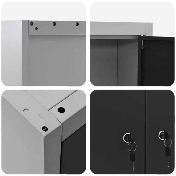 vidaXL Ντουλάπα Εργασίας με συρτάρι 10 pcs Μαύρο 200 x 55 x 200 εκ.
