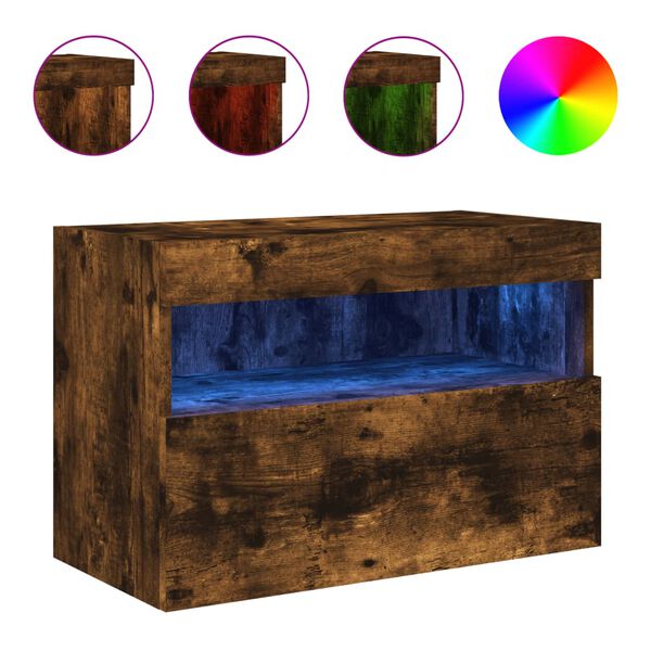 vidaXL Έπιπλο Τοίχου Τηλεόρασης με LED Καπνιστή Δρυς 60x30x40 εκ.